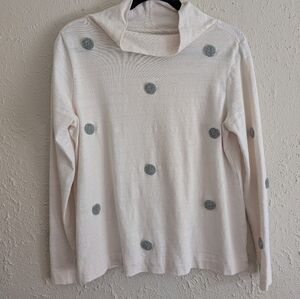 LOFT Textured Polka Dot Mock Turtleneck Sweater